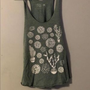 Green succulent tank top